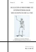 Bulletin d'histoire et d'épistémologie des sciences de la vie, v. 23, no 01